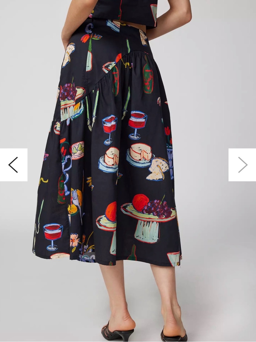 Lisa Says Gah Maeve Dinner Party Graphic Midi Skirt Black
